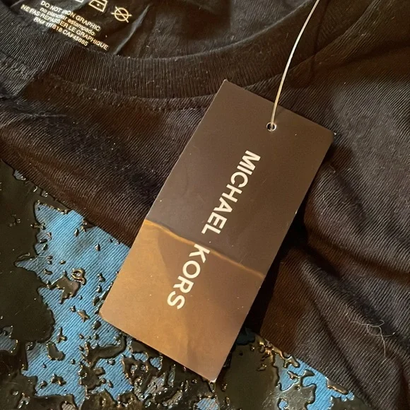 NWT Michael Kors Black & Blue Short Sleeve Tee.  Size Small - Picture 5 of 5
